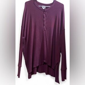 Offline by Aerie Maroon Knit Long Sleeve Henley Top Size Large